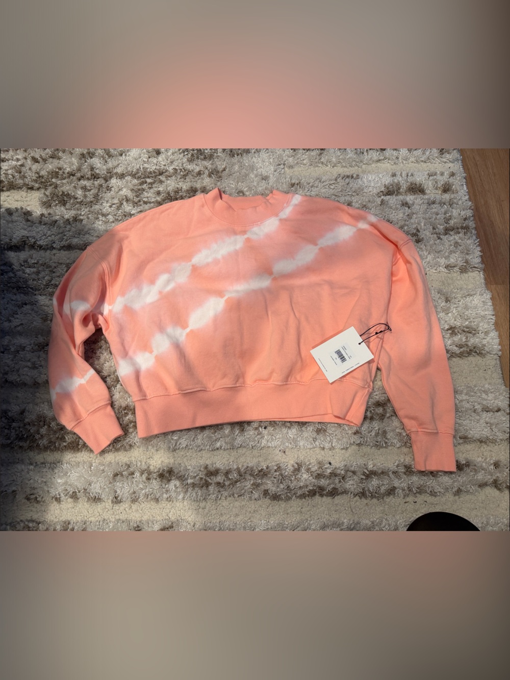 Spiritual Gangster Peach and White Tie-Dye Crewneck
